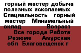 горный мастер добыча полезных ископаемых › Специальность ­ горный мастер › Минимальный оклад ­ 70 000 › Возраст ­ 33 - Все города Работа » Резюме   . Амурская обл.,Благовещенск г.